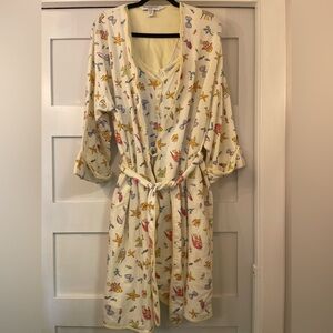 Carole Hochman Knits 2 Piece Robe & Nightgown Set Women’s Medium Sea Life 🐟